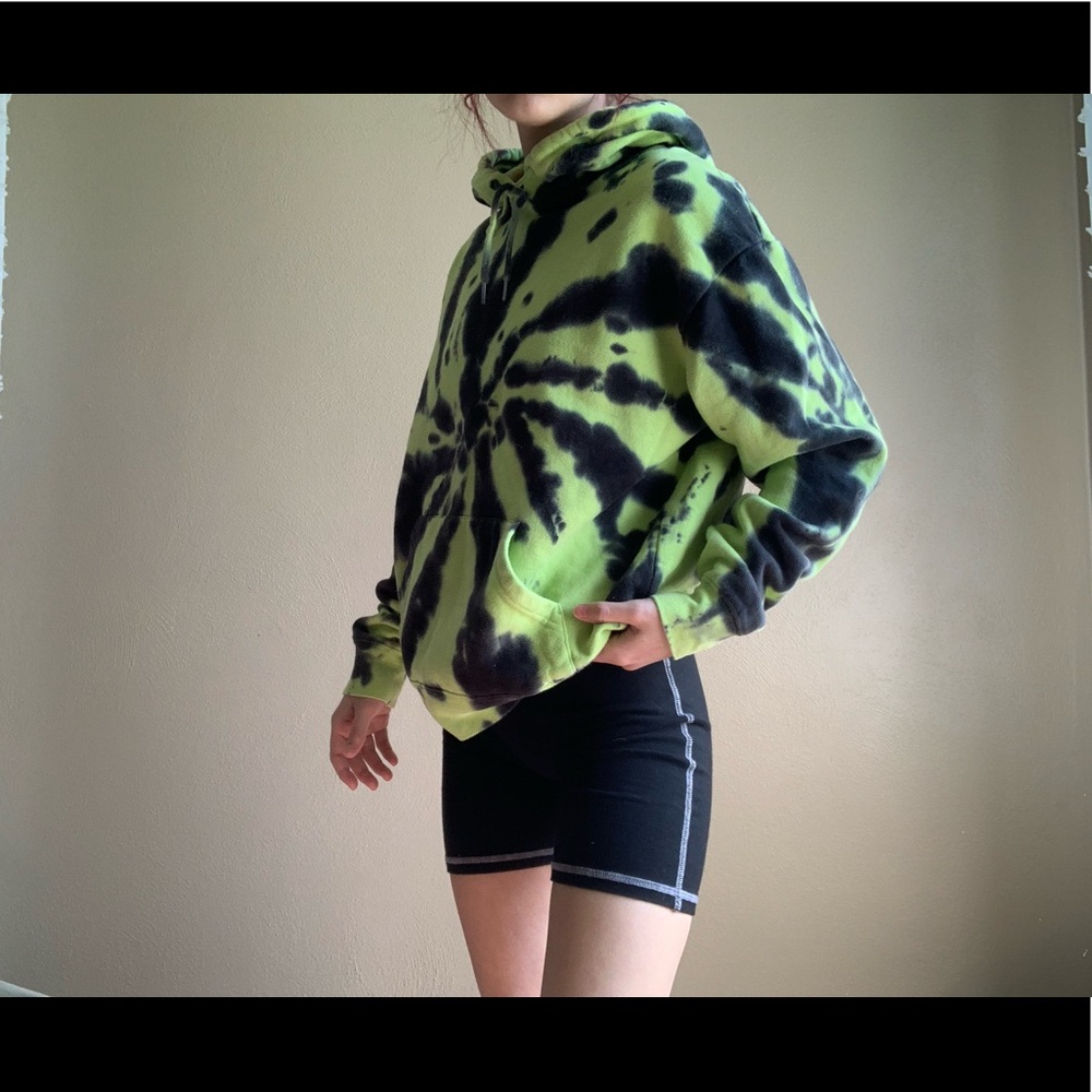 green and black tie dye hoodie